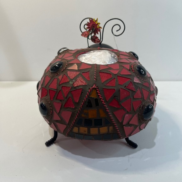 Vtg Home Interiors Mosaic Ladybug Tealight Candle Holder Lantern Garden Decor - Picture 3 of 6